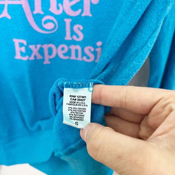 Wildfox Happily Ever After Is Expensive Blue Long Sleeve Jumper - Size Small - Picture 4 of 6